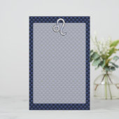 Chrome als Leo Zodiac Sign Blue Carbon Fibre Briefpapier (Staand voorkant)