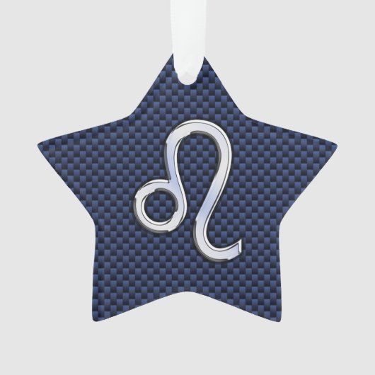 Chrome als Leo Zodiac Sign Blue Carbon Fibre Ornament (voorkant)