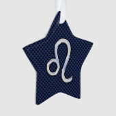 Chrome als Leo Zodiac Sign Blue Carbon Fibre Ornament (voorkant)
