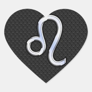 Chrome als Leo Zodiac Sign op slangenhuid Hart Sticker