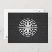 Chrome als Nautical Star Compass op koolstofvezel Briefkaart (Voorkant / Achterkant)