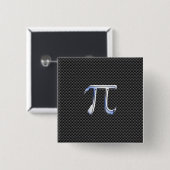 Chrome als PI-symbool in koolstofvezelstijl Vierkante Button 5,1 Cm (Voorkant /achterkant)