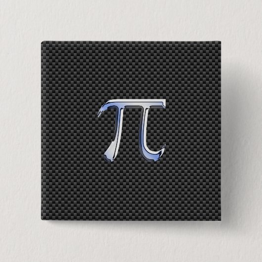 Chrome als PI-symbool in koolstofvezelstijl Vierkante Button 5,1 Cm (Voorkant)