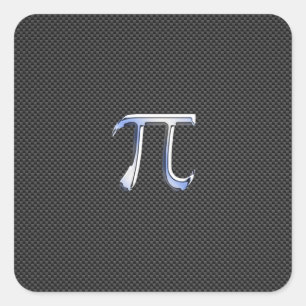 Chrome als PI-symbool op koolstofvezel afdrukken Vierkante Sticker