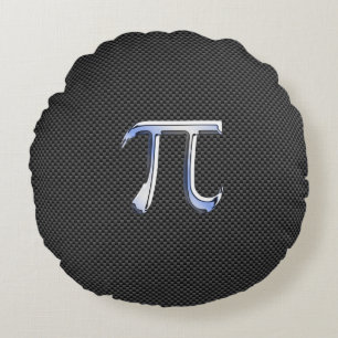 Chrome als PI-symbool op koolstofvezelstijl Rond Kussen