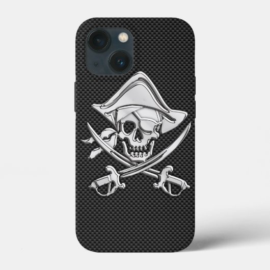 Chrome als Pirate Crossbones Koolstofvezelstijl Case-Mate iPhone Case (Achterkant)