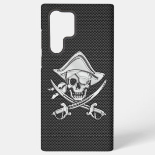 Chrome als Pirate Crossbones Koolstofvezelstijl Samsung Galaxy Hoesje