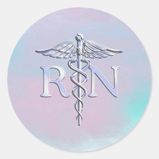 Chrome als RN Caduceus in moederstijl Ronde Sticker (Voorkant)