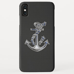 Chrome als Rope Anchor Blue op koolstofvezel iPhone XS Max Hoesje