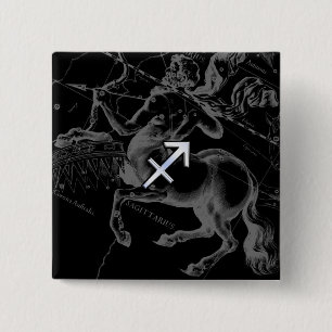 Chrome als Sagittarius Zodiac Sign Hevelius Decor Vierkante Button 5,1 Cm
