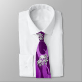 Chrome als schedel en Rozen Paarse raceweringen Stropdas (Gebonden)