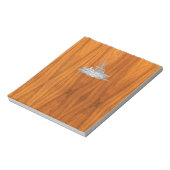 Chrome als Vissende boot op teak Wood Notitieblok (Gedraaid)