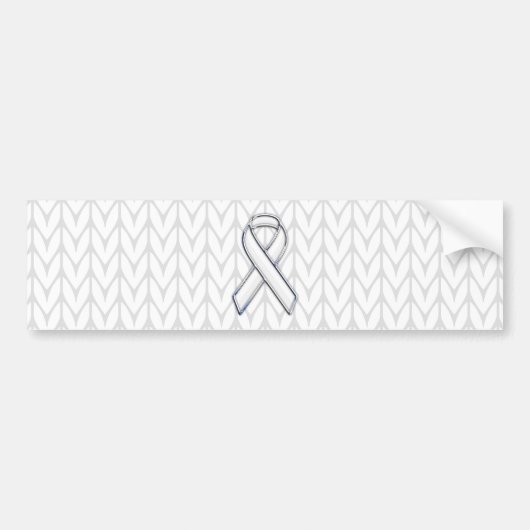 Chrome als White Knit Ribbon Awareness Print Bumpersticker (Voorkant)