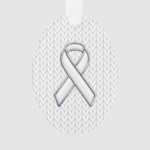 Chrome als White Knit Ribbon Awareness Print Ornament