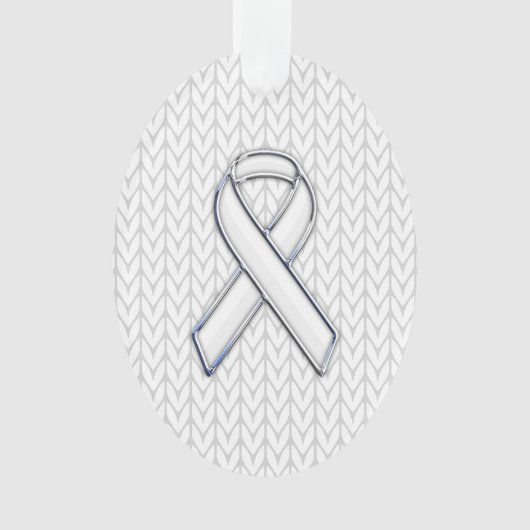 Chrome als White Knit Ribbon Awareness Print Ornament (voorkant)