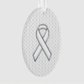 Chrome als White Knit Ribbon Awareness Print Ornament (voorkant)