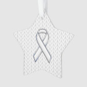 Chrome als White Knit Ribbon Awareness Print Ornament (voorkant)