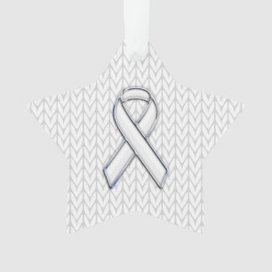 Chrome als White Knit Ribbon Awareness Print Ornament