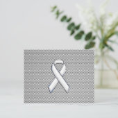 Chrome als White Ribbon Awareness Carbon Fibre Briefkaart (Staand voorkant)