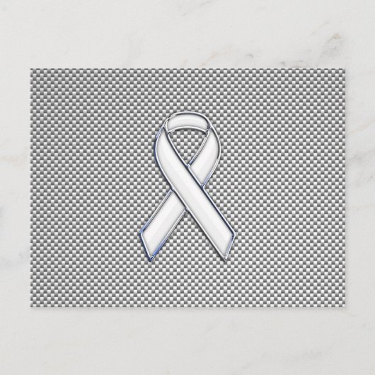 Chrome als White Ribbon Awareness Carbon Fibre Briefkaart (Voorkant)