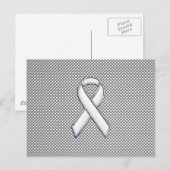 Chrome als White Ribbon Awareness Carbon Fibre Briefkaart (Voorkant / Achterkant)