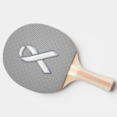 Chrome als White Ribbon Awareness Carbon Fibre Tafeltennisbatje (Zijkant)