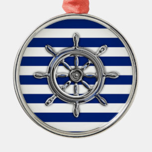 Chrome als wiel op Nautical Stripes Metalen Ornament