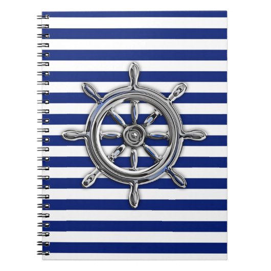 Chrome als wiel op Nautical Stripes Notitieboek (Voorkant)
