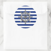 Chrome als wiel op Nautical Stripes Ronde Sticker (Tas)