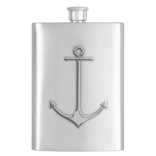 Chrome Anchor Nautical Print Heupfles (Voorkant)