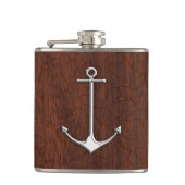 Chrome Anchor on Natte Mahogany Print Heupfles (Voorkant)