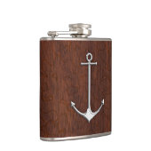 Chrome Anchor on Natte Mahogany Print Heupfles (Rechts)