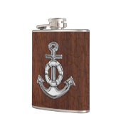 Chrome Anchor on Natte Mahogany Print Heupfles (Links)