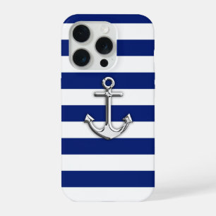 Chrome Anchor on Navy Stripes