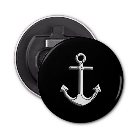 Chrome Anchor op Black Decor Button Flesopener (Voorkant)