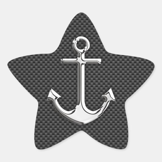 Chrome Anchor op koolstofvezel Ster Sticker (Voorkant)