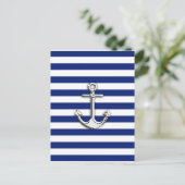 Chrome Anchor op marinestapes Briefkaart (Staand voorkant)