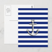 Chrome Anchor op marinestapes Briefkaart (Voorkant / Achterkant)