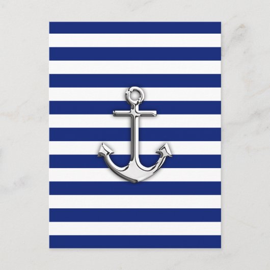 Chrome Anchor op marinestapes Briefkaart (Voorkant)