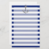 Chrome Anchor op marinestapes Briefpapier (Voorkant / Achterkant)