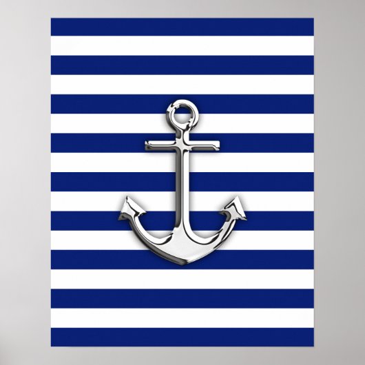 Chrome Anchor op marinestapes Poster (Voorkant)