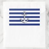 Chrome Anchor op marinestapes Rechthoekige Sticker (Tas)