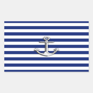 Chrome Anchor op marinestapes Rechthoekige Sticker