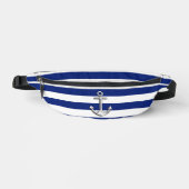 Chrome Anchor op Nautical Navy Blue Stripes Print Heuptasje (Voorkant)