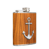 Chrome Anchor op Teak Print Heupfles (Rechts)