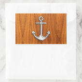 Chrome Anchor op Teak Veneer Style Rechthoekige Sticker (Tas)