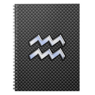 Chrome Aquarius Zodiac Sign Carbon Fiber Styles Notitieboek