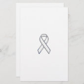 Chrome Belemmerde stijl Wit Ribbon Bewustheid Briefpapier (Voorkant / Achterkant)