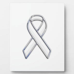 Chrome Belemmerde stijl Wit Ribbon Bewustheid Fotoplaat