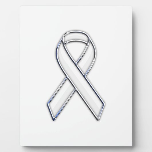 Chrome Belemmerde stijl Wit Ribbon Bewustheid Fotoplaat (Voorkant)